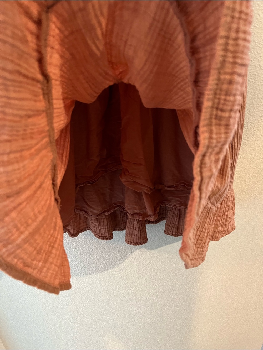 American Eagle Outfitters Rust Textured Ruffle Sundress - Picture 4 of 6